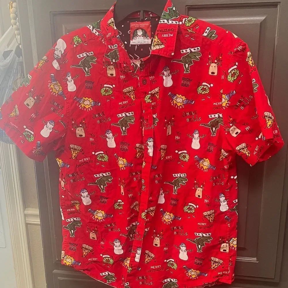 Denim and flower Christmas shirt